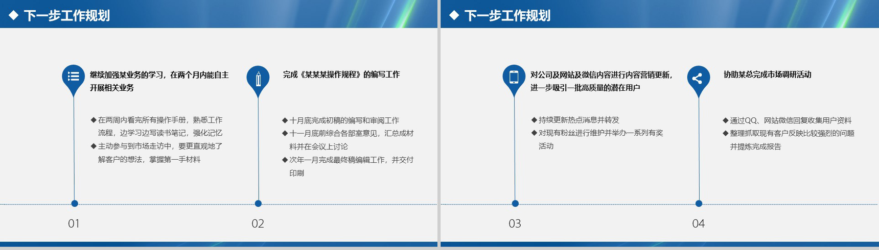 蓝色大气实用完整个人总结述职报告PPT模板-13