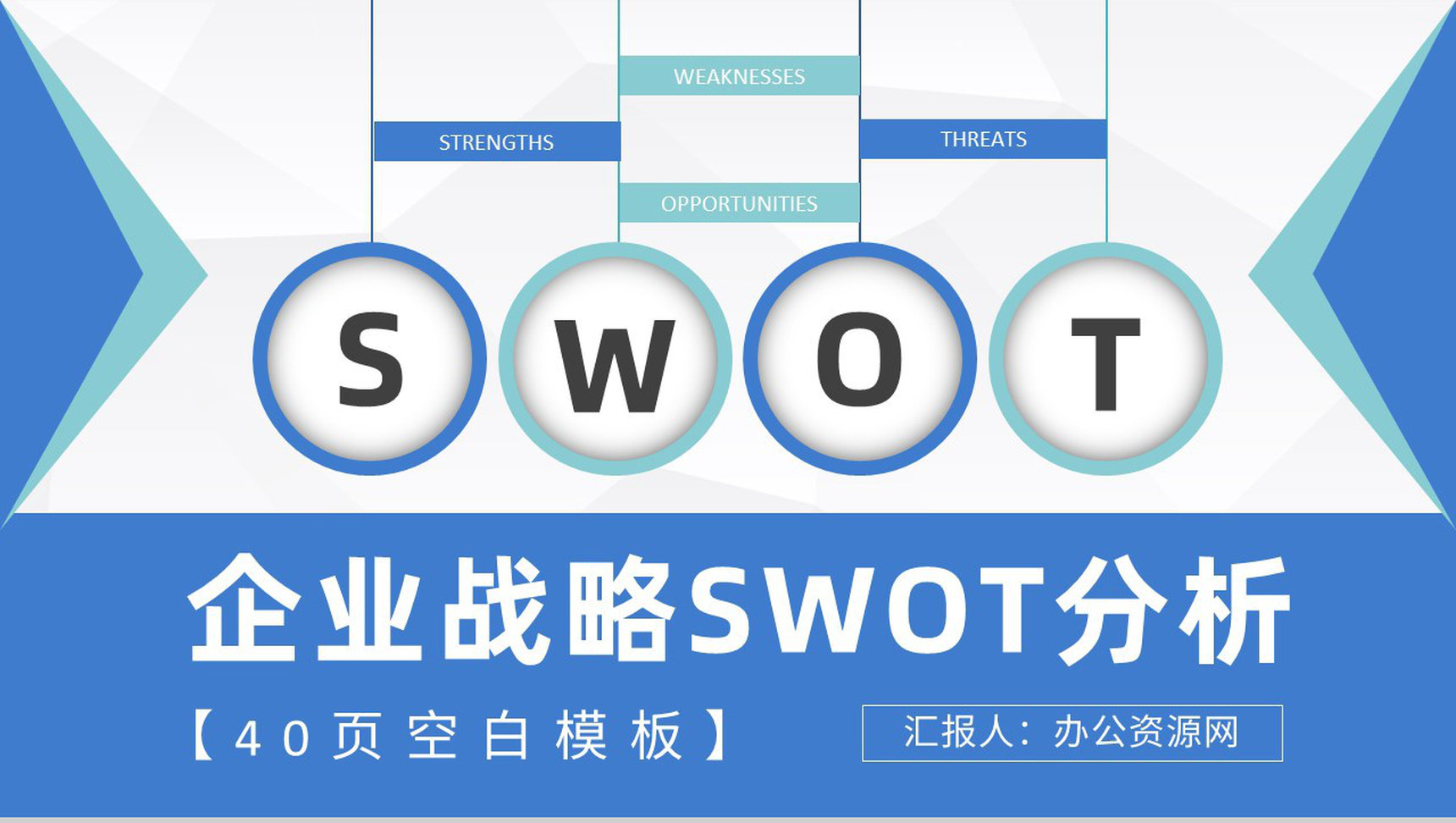 企业战略SWOT分析方法介绍项目分析报告总结PPT模板-青笺画卿颜PPT