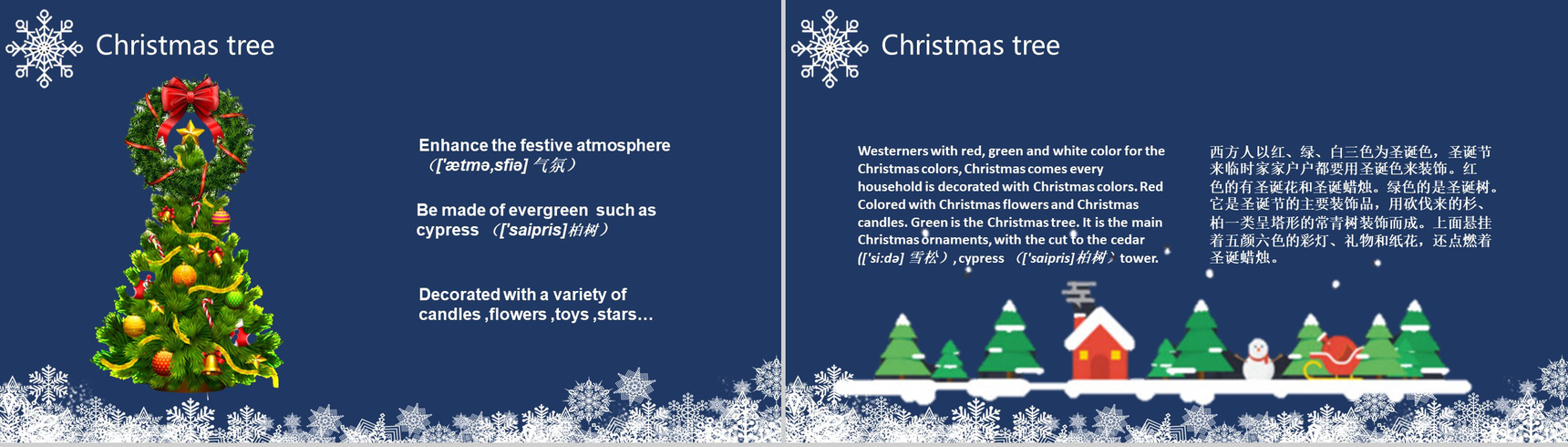 深色雪花全动态温馨圣诞节英文介绍课件PPT模板-5