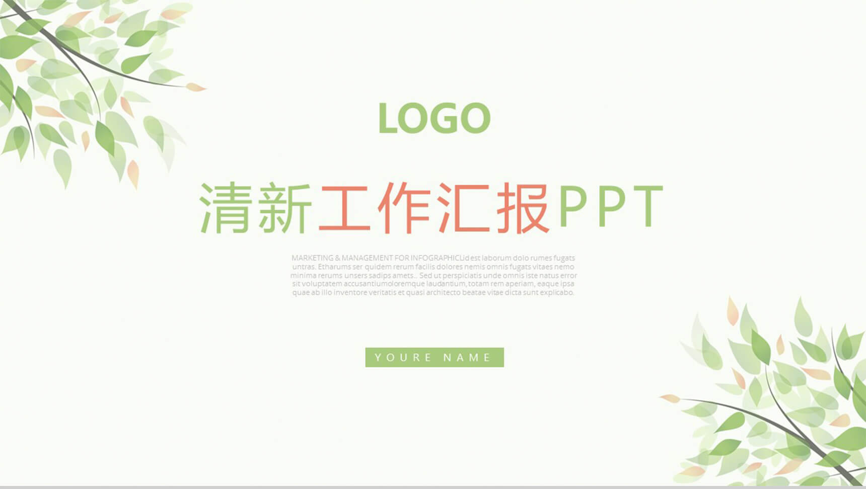 小清新工作总结汇报PPT模板-青笺画卿颜PPT