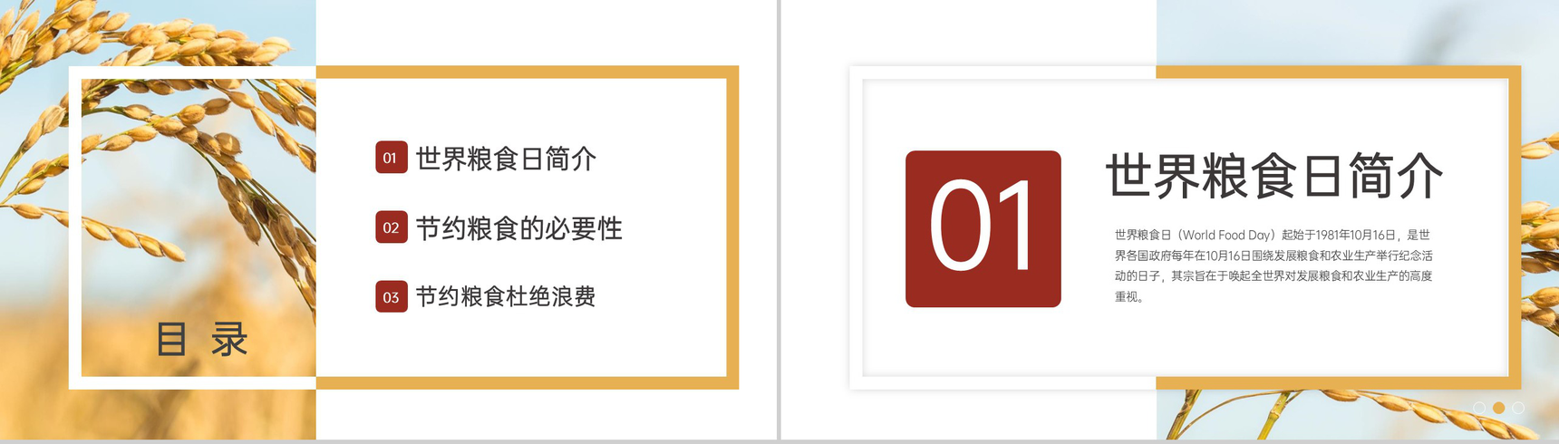 白色简约珍惜粮食人人有责世界粮食日宣传教育活动PPT模板-2