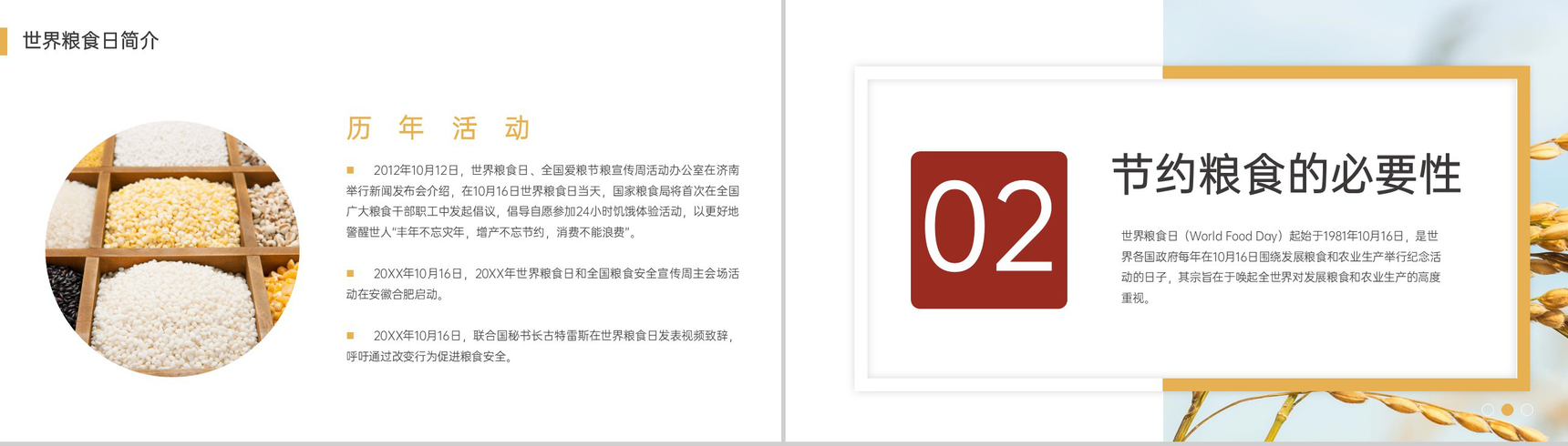 白色简约珍惜粮食人人有责世界粮食日宣传教育活动PPT模板-6