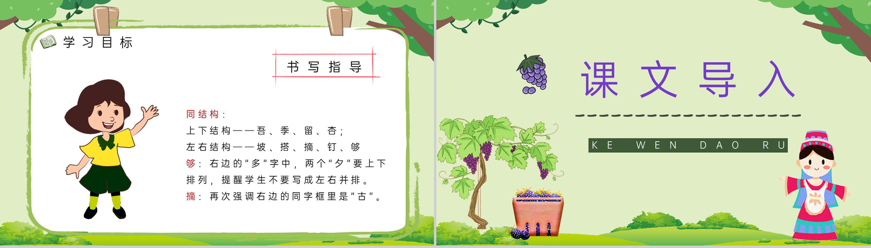 教案设计小学语文《葡萄沟》二年级下册人教版知识点梳理教师备课PPT模板-4