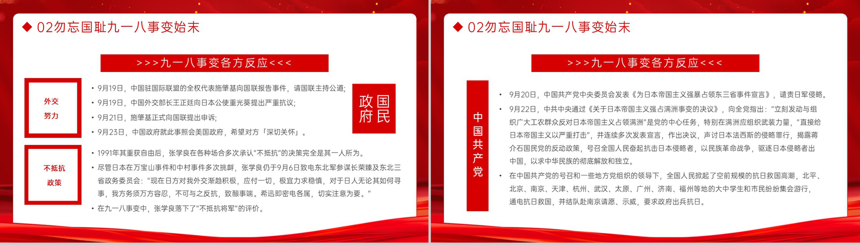 红色扁平化铭记历史缅怀先烈党课宣传教育PPT模板-6