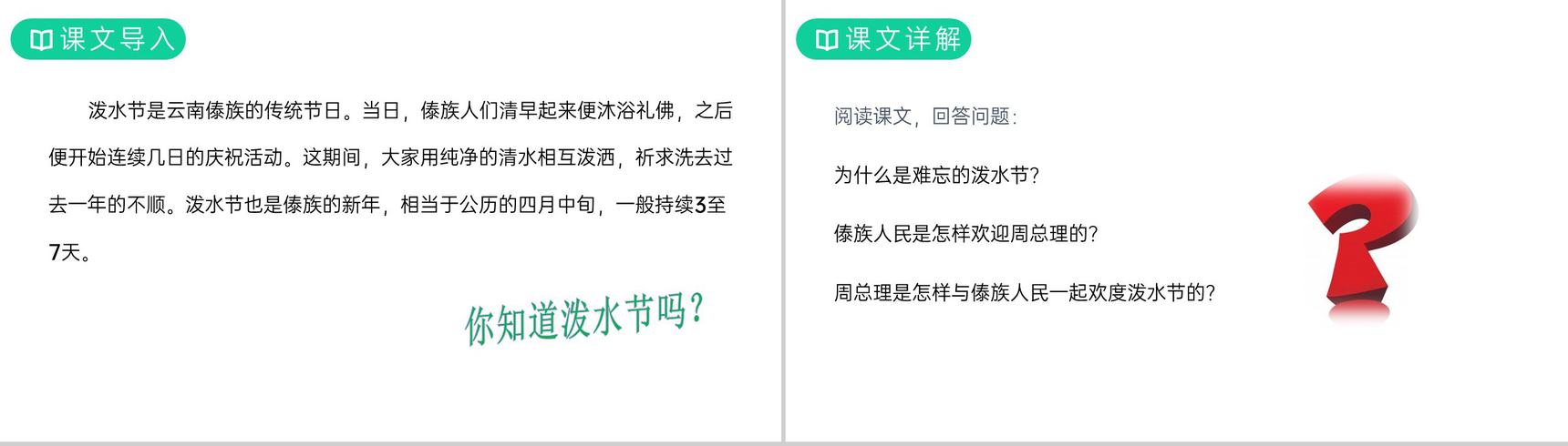 《难忘的泼水节》人教版二年级上册语文PPT课件-2