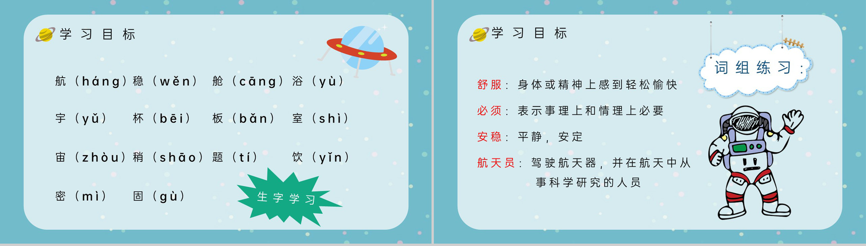 小学人教版二年级语文上册课文《太空生活趣事多》教学教案设计PPT模板-3