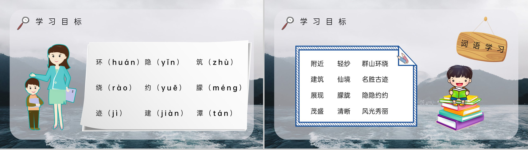 小学语文课件《日月潭》二年级下册课文导读逻辑梳理通用PPT模板-3