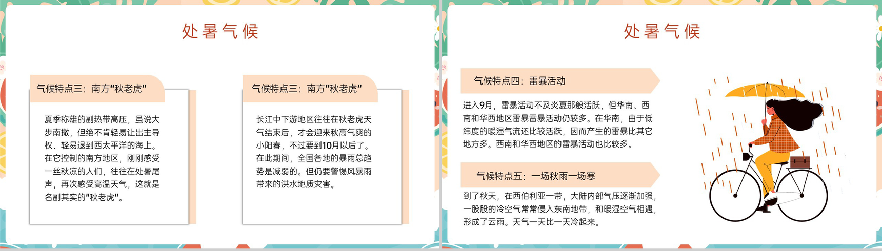 橙色清新风传统二十四节气处暑节气由来及习俗介绍PPT模板-6