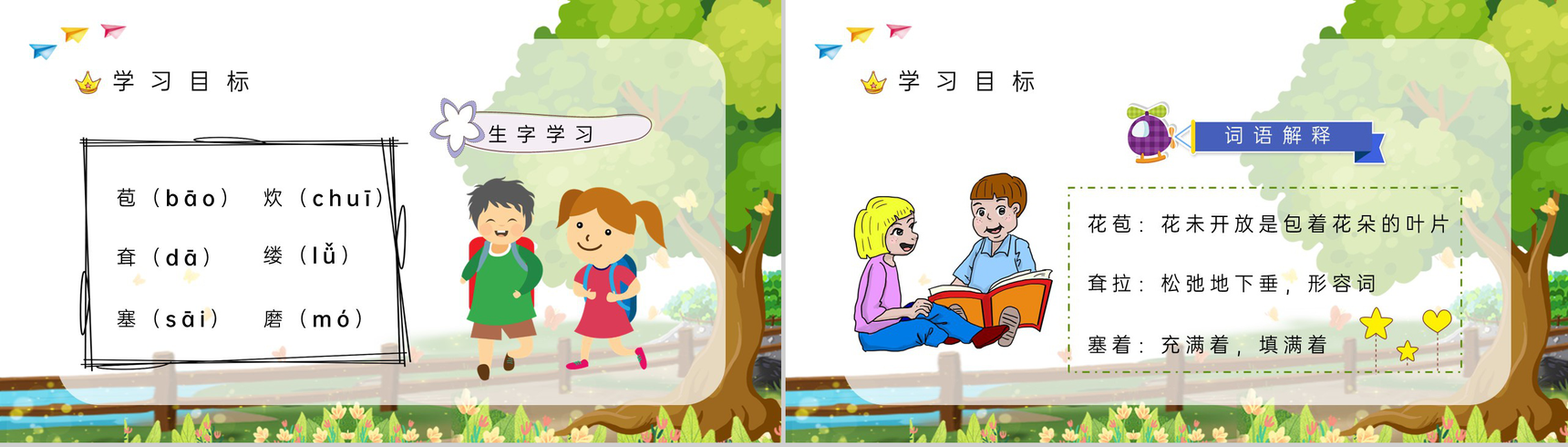 三年级语文上册课件《槐乡的孩子》小学教师教学目标方法设定PPT模板-3