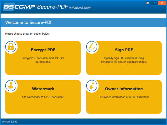 ASCOMP Secure-PDF(PDF文件加密软件) Pro v2.011 便携版 - 青笺杂货铺 - 软件资源下载分享