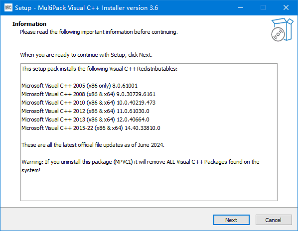 图片[1] - MultiPack Visual C++ Installer(VC++ 运行库集合包) v3.8 - 青笺杂货铺 - 软件资源下载分享